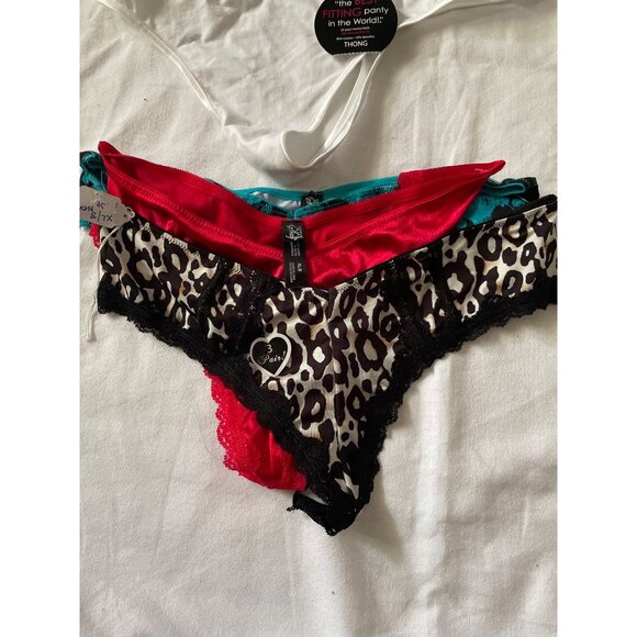 Vintage Smart & Sexy XL Thong Panties 3-Pack Animal Red White - Picture 3 of 11